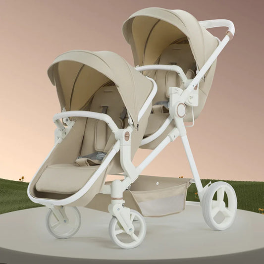 2025 newest twin baby stroller, poussette double baby stroller,high quality twin baby stroller with 1 year warranty