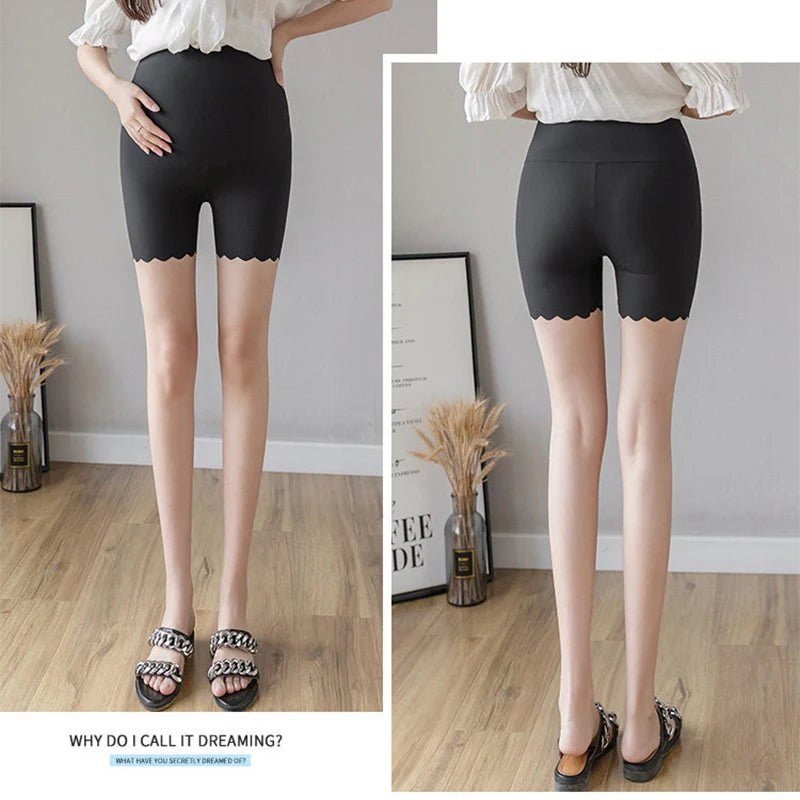 Summer High-Waist Maternity Shorts – Adjustable Plus-Size Pregnant Leggings