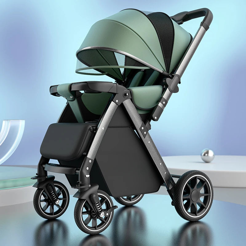 2-in-1 Reversible Lightweight Stroller with Convertible High-view Seat and Foldable Compact Design for Newborns and Toddlers