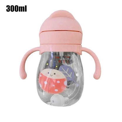 Baby Sippy Cup Cute 300ml Weighted Baby Drinking Cup with Straw Leak-Proof Water Bottle Spill-Proof Drinkware with Handles for