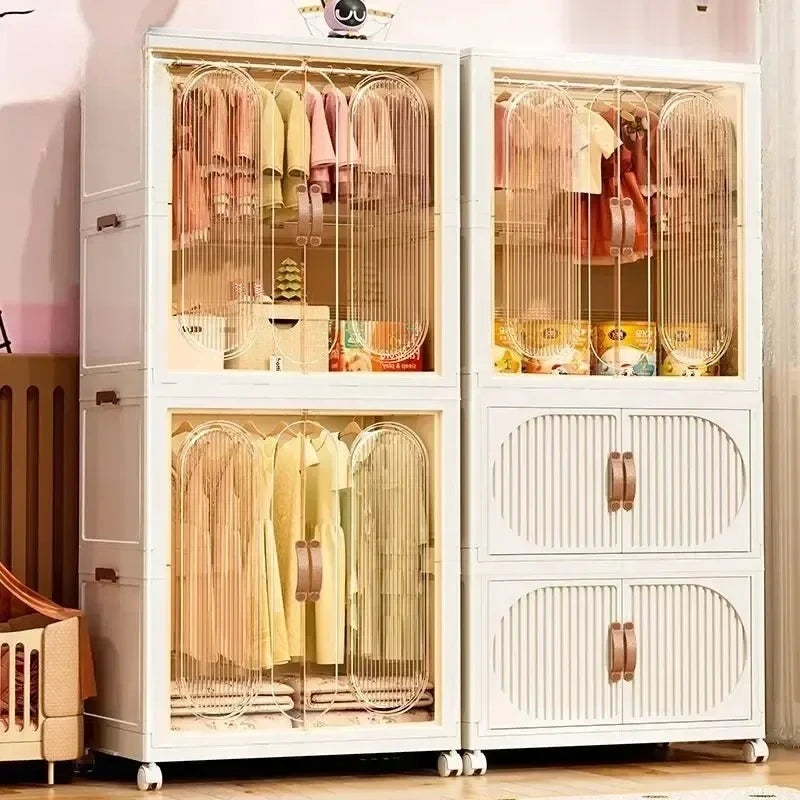 Children's Wardrobe Bedroom Closet Cabinet Baby Storage Box Toy Clothes Organizer Locker Folding Sorting Partition Wardrobe
