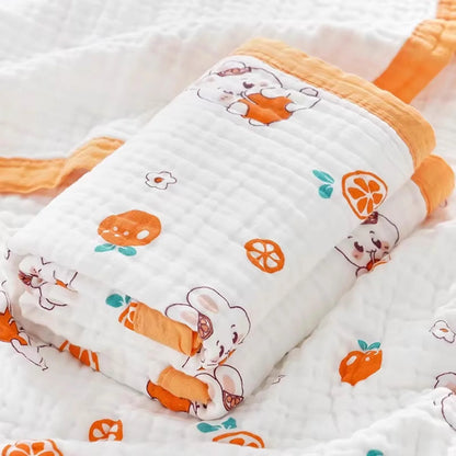 6-Layer Baby Gauze Bath Towel Newborn Baby Super Soft Pure Cotton Towel Cotton Swaddle Blanket for Children's Blanket 110*110cm