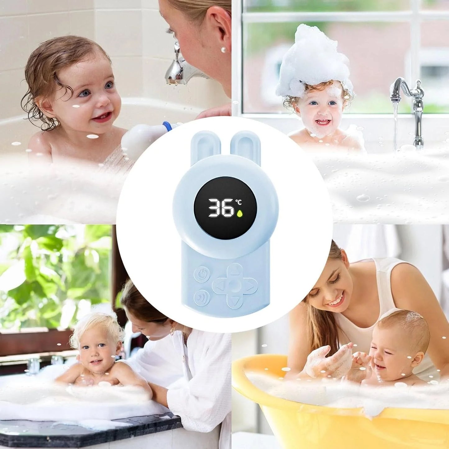 Toddler Bath Water Toy – Blue Seal Floating Thermometer & Sensor