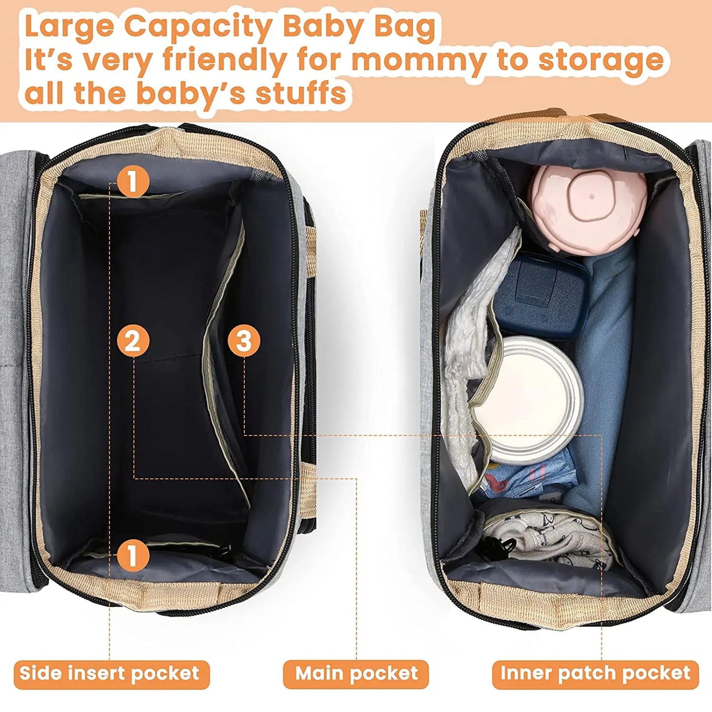 Fashion Mommy Bag with Foldable Baby Bed