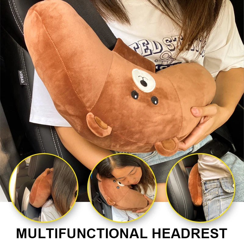 3 in 1 Car Pillow Soft Seat Headrest Pillows For Kids Car Seat Belt Covers Cushion Multi-functional Lumber Cushion Cute Pillows