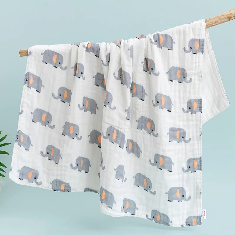 Size 110*110CM 1PC 6 Layers Muslin Cotton Fiber Muslin Baby Swaddles Soft Newborn Wrap Multifunction Infant Blankets Bath Towel