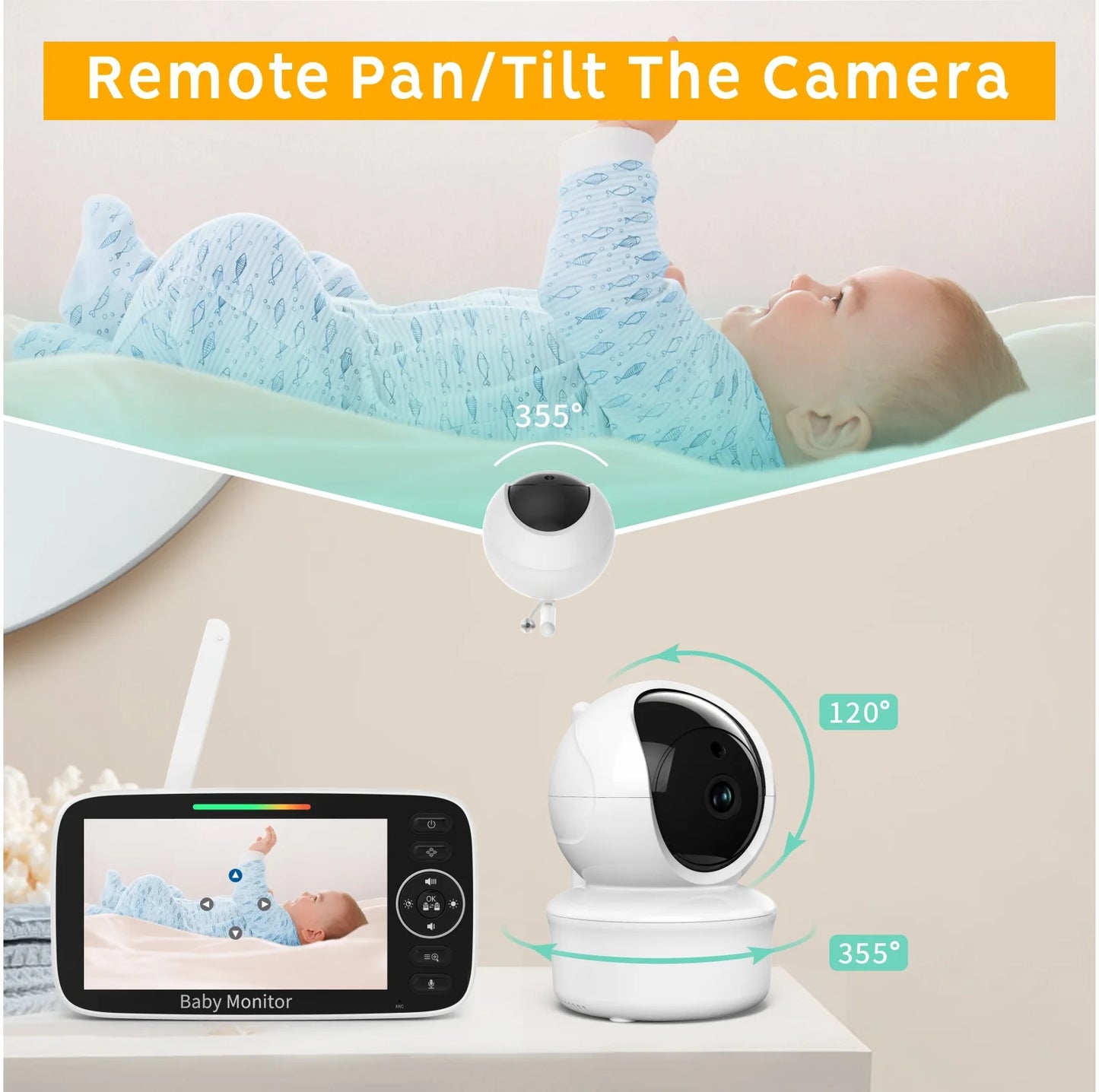 5″ HD Baby Monitor SM530A 720P Night Vision Lullabies