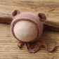 Fluffy Mink Thread Newborn Knit Hat with Ears Photo Prop