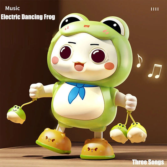 Electric Dancing Frog Toy - Musical Baby Soother with Lights, Tummy Time Trainer & Sensory Play for Infants (Boys Girls Gift)