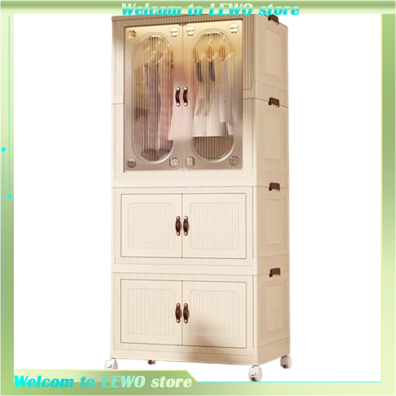 No Assembly Wardrobe Foldable Clothes Storage Cabinet Portable Infant Wardrobe For Bedroom Setup Large Capacity Durable Stylish