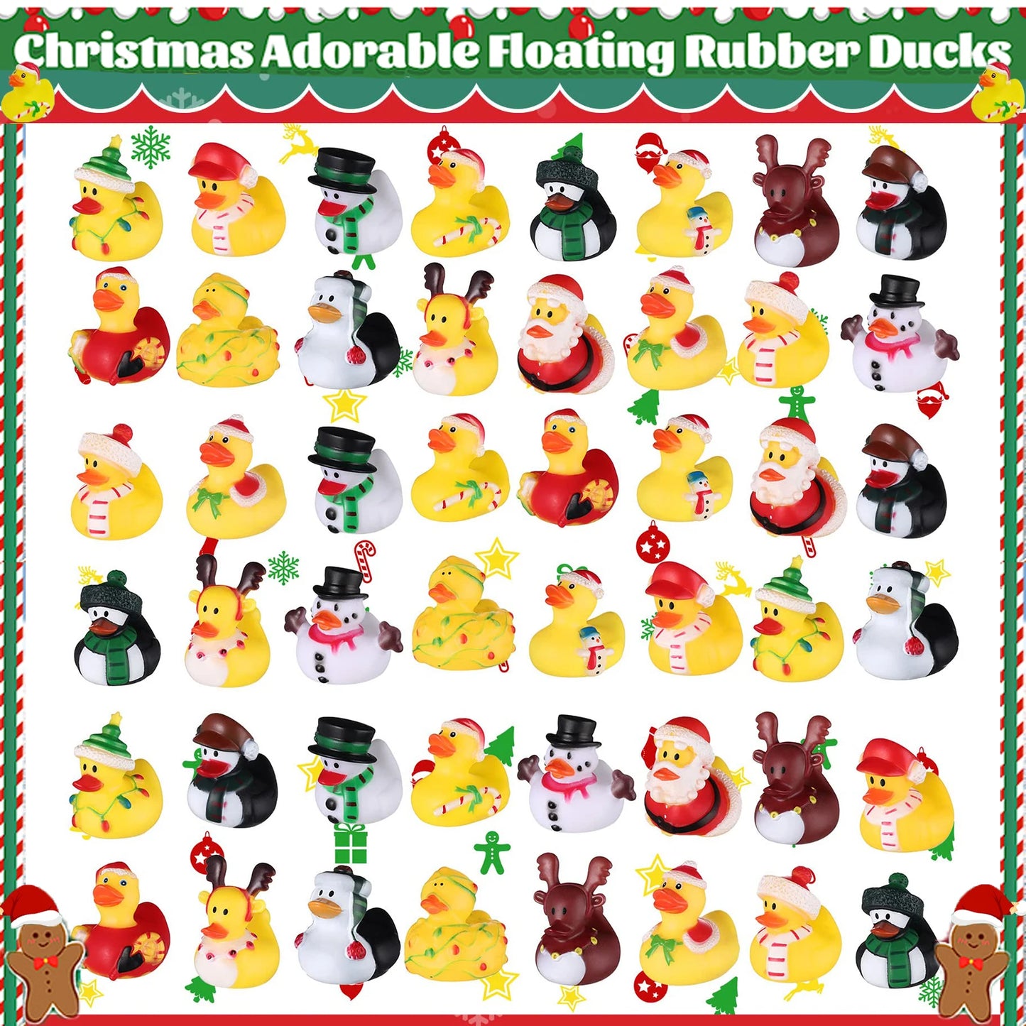 12/24/36PC Christmas Rubber Ducks, Rubber Ducky Toys Cute Holiday Rubber Ducks Ducking for Holiday Celebrations Party Favor
