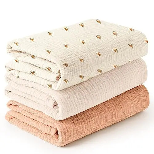 3pcs/set 6-Layer Muslin Swaddle Blanket for Baby Soft Cotton Gauze Receiving Blankets for Newborn Soft Wrap Set Toddler Boy Girl