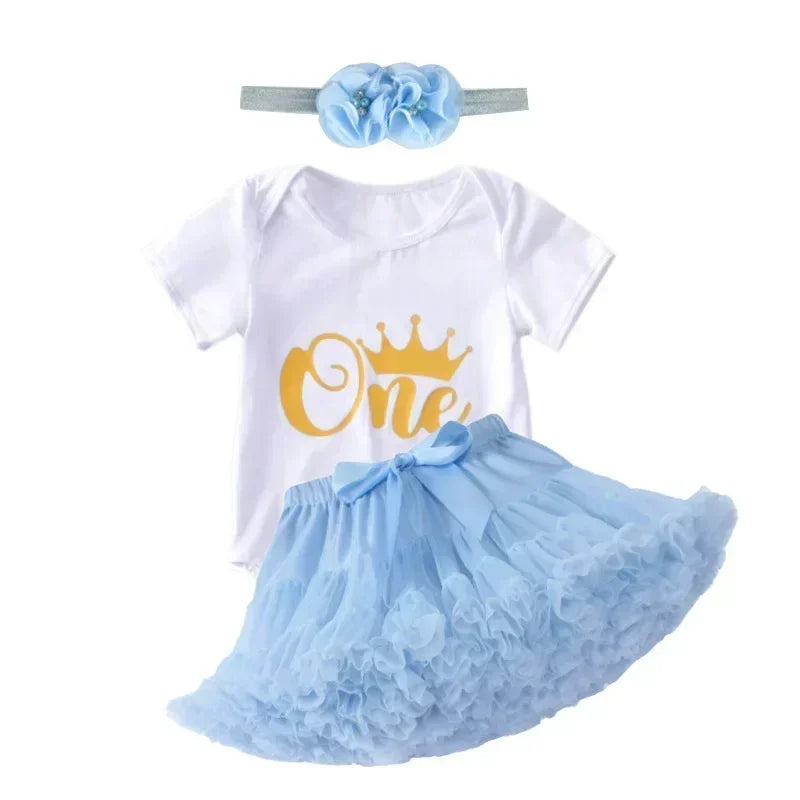 Baby Girl Birthday Set – Tutu Skirt & Headband for 1Y+