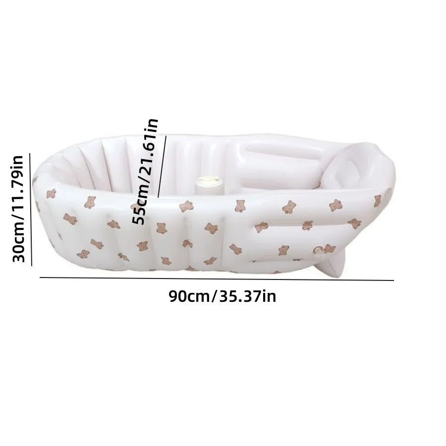 Baby PVC inflatable bathtub/Love Bear foldable bathtub Children automatically press inflatable bath basin