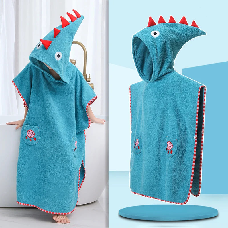 Kids Poncho Towels Hooded Bathrobe - Cotton Absorbent for Baby Shower, Height 80-170cm Boys Girls Children Cartoon Swim Bathing