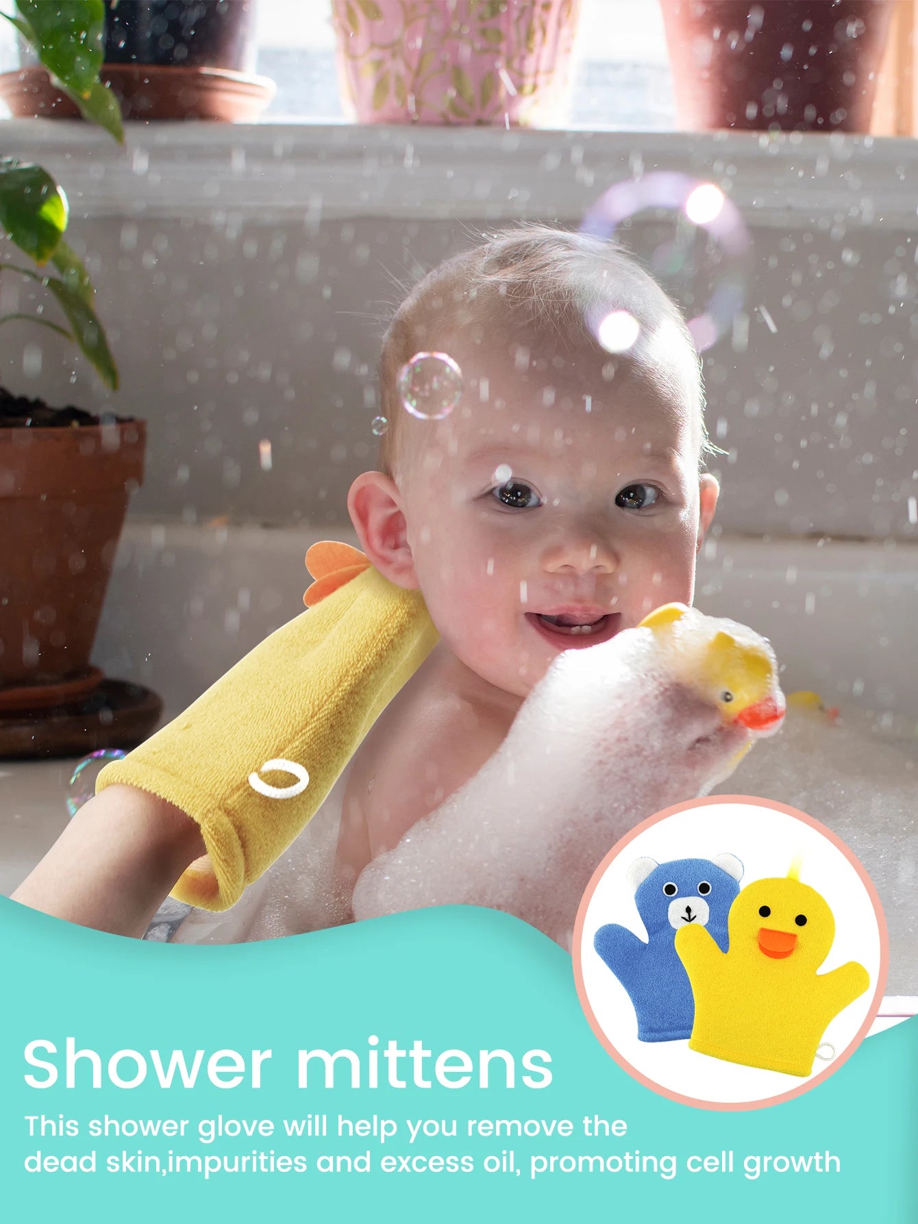 Children's Cartoon Bathing Gloves Fun And Entertaining Mitts for Bath Time