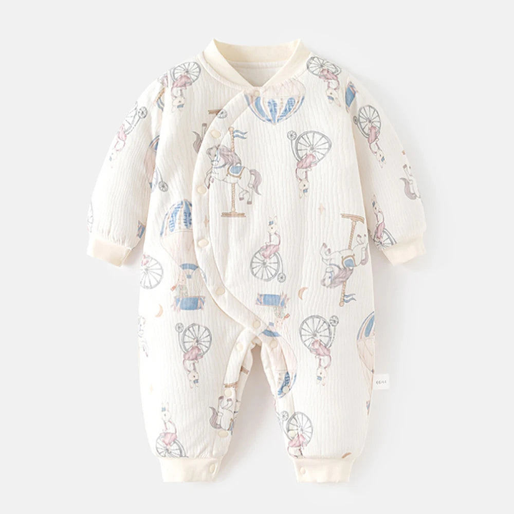 Newborn Winter Clothes Quilted Thicken Warm Christmas Baby Girl Romper 1st Birthday Baby Jumpsuit For Boys