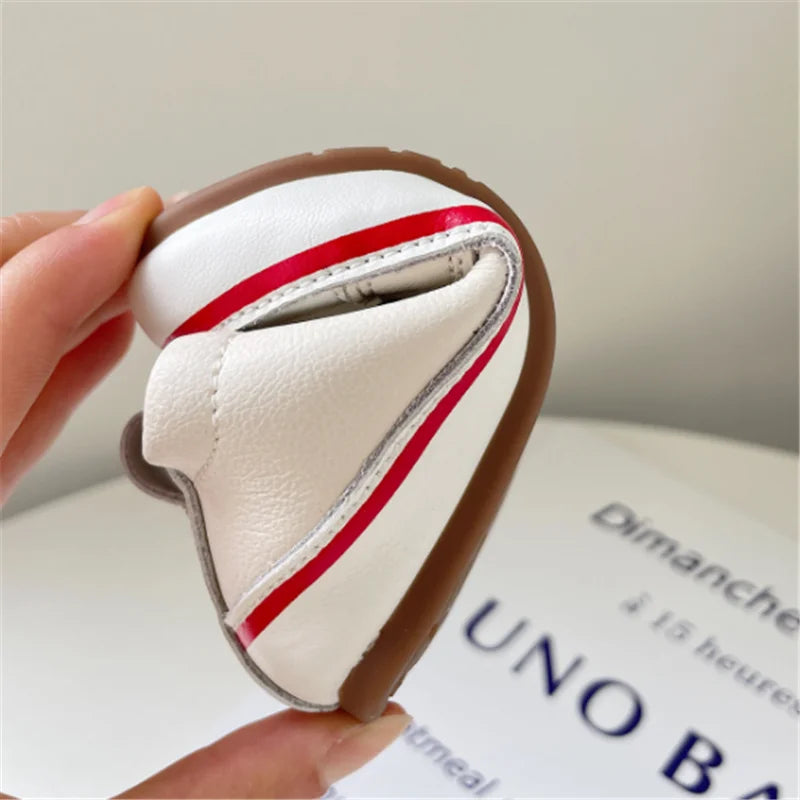 2024 New Spring/Autumn Baby Shoes Leather Toddler Boys Barefoot Shoe Soft Sole Girls Outdoor Tennis Fashion Little Kids Sneakers