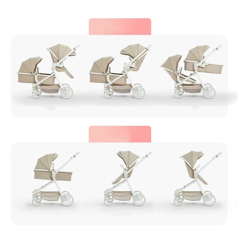 2025 newest twin baby stroller, poussette double baby stroller,high quality twin baby stroller with 1 year warranty