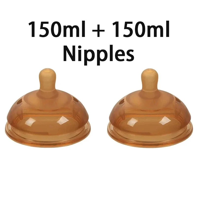 Silicone Nano Feeding Bottles Baby Bottle with Handle for Baby Weaning Anti-Choking Nipple Bottle for Baby 0-9 Month 150ML/250ML