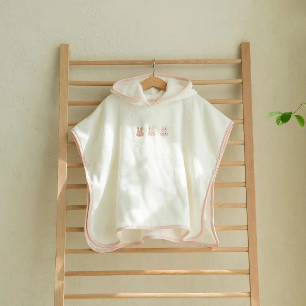 Korean Instagram Children's Bath Towel Baby Absorbent Quick Drying Beach Towel Boys Girls Pure Cotton Cape with Hat Bathrobe