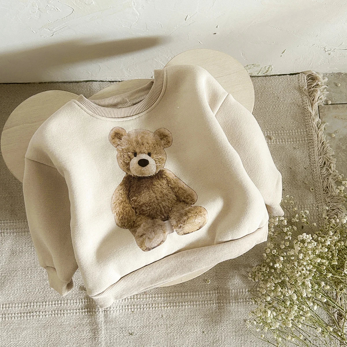 Autumn Winter Baby Clothes Cute Bear Print Casual Wear Top Sweater Thick Girls Boys Pullover Tops Soft Comfortable