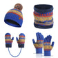 4pcs/Set Children's Knitted Hat Thick Warm Neck Scarf Gloves Mittens Outdoor Playing For Cold Weather Winter Necessearies