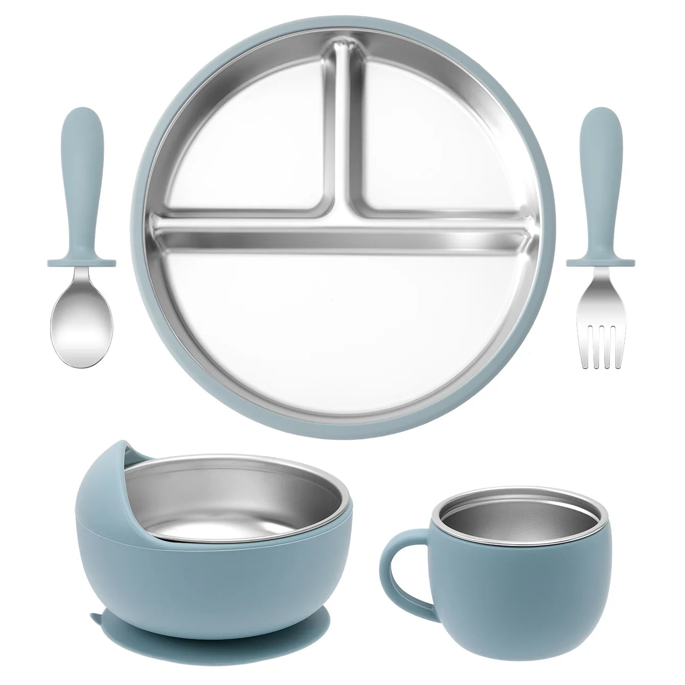 BPA Free Baby Dinner Set – Detachable Plate, Bowl, Cup & Cutlery