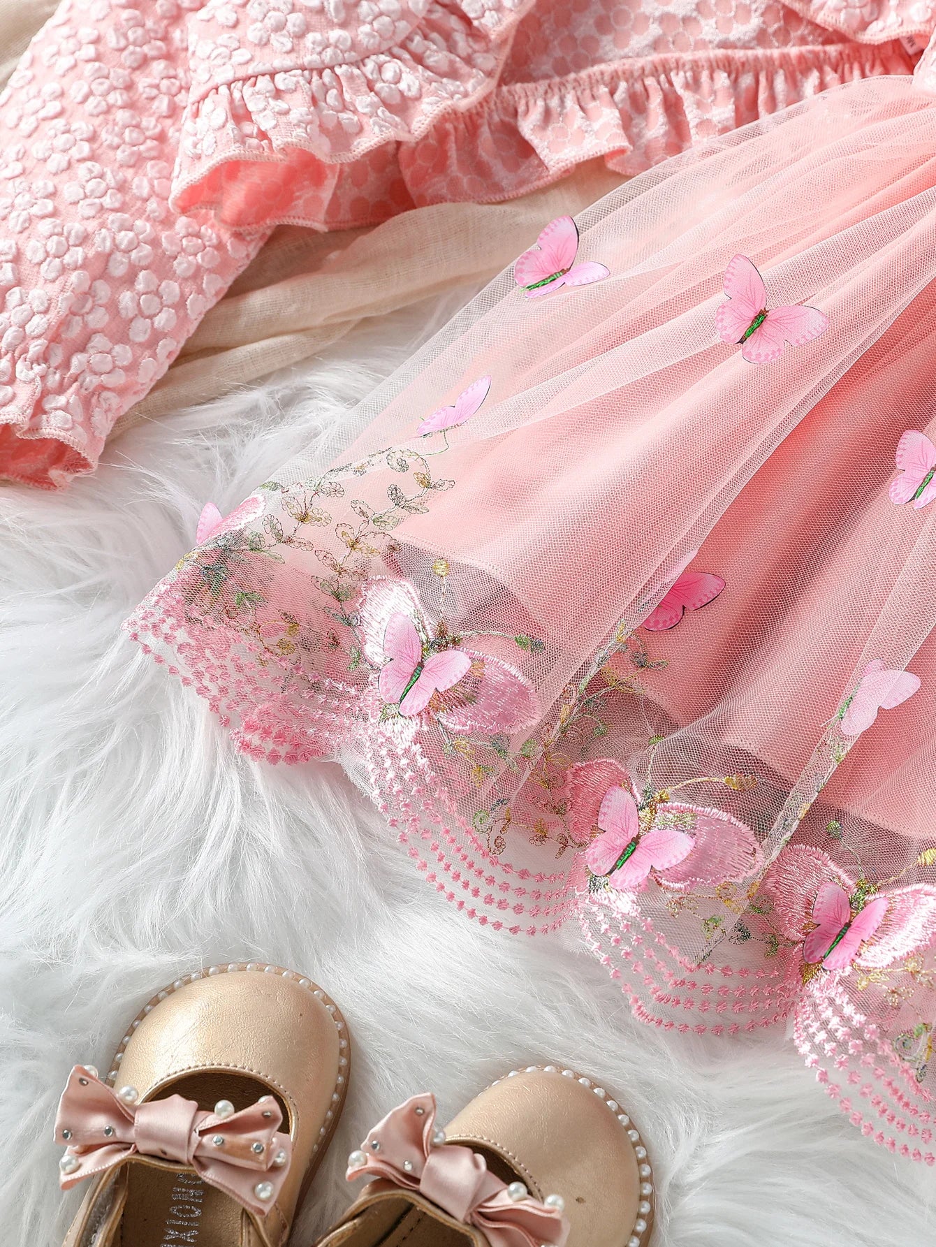 Ruffled Baby Girl Dress with Coat & Headband