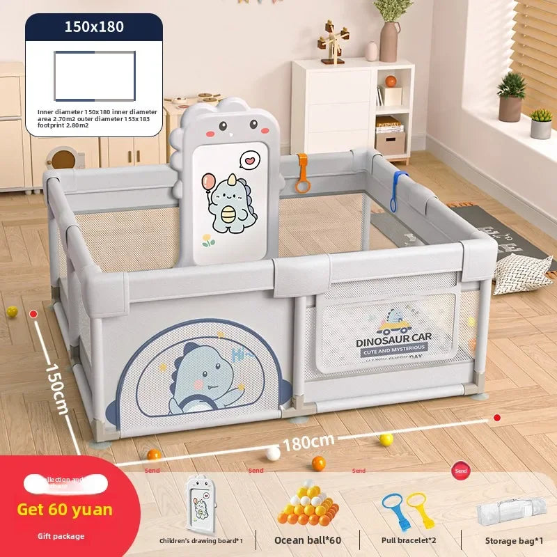 Parc de jeux sécurisé pour enfants avec barrière de sécurité et tapis