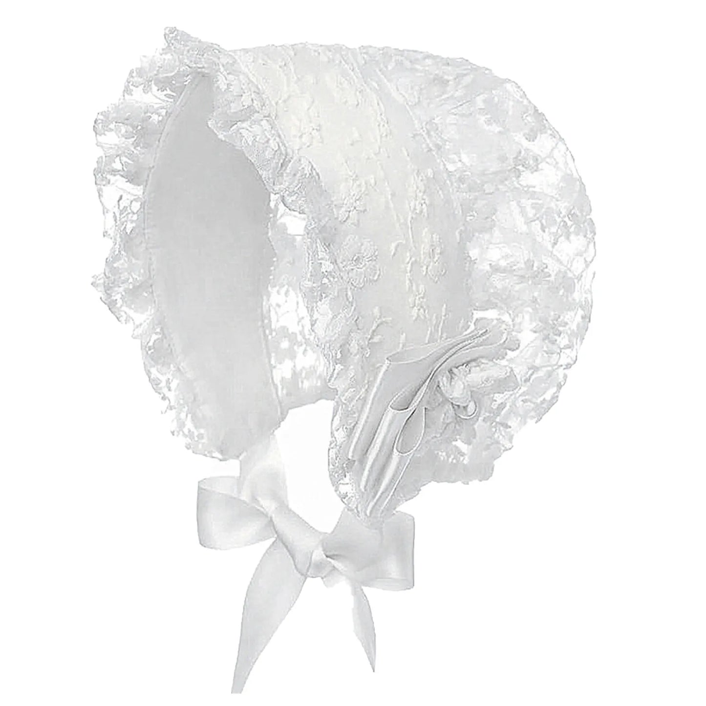 Embroidered Lace Ruffle Cap for Newborn Baby Photography