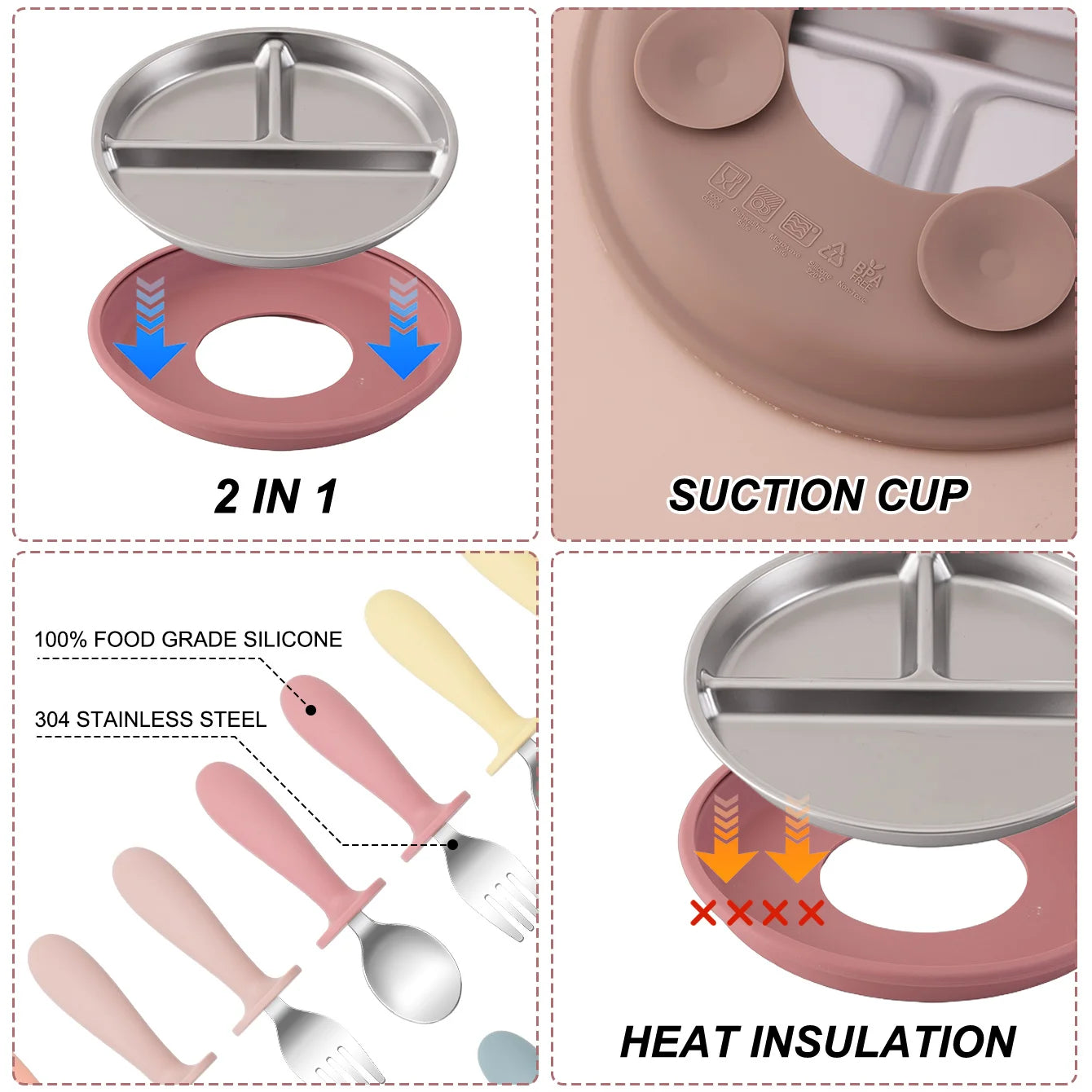 Kids Feeding Essentials – 3PCS Bowl, Spoon & Fork Set