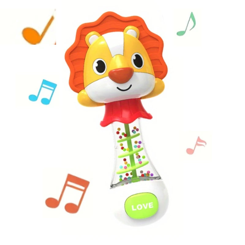 Cute Handheld Interactive Rattle Early Learning Toy for Infants, Enhances Grip & Motor Skills, Promotes Visual with Music Toy