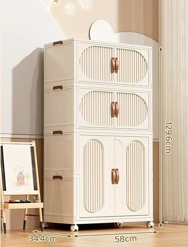 Children's Wardrobe Bedroom Closet Cabinet Baby Storage Box Toy Clothes Organizer Locker Folding Sorting Partition Wardrobe