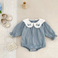 Cozy Autumn Toddler Romper with Floral Embroidery