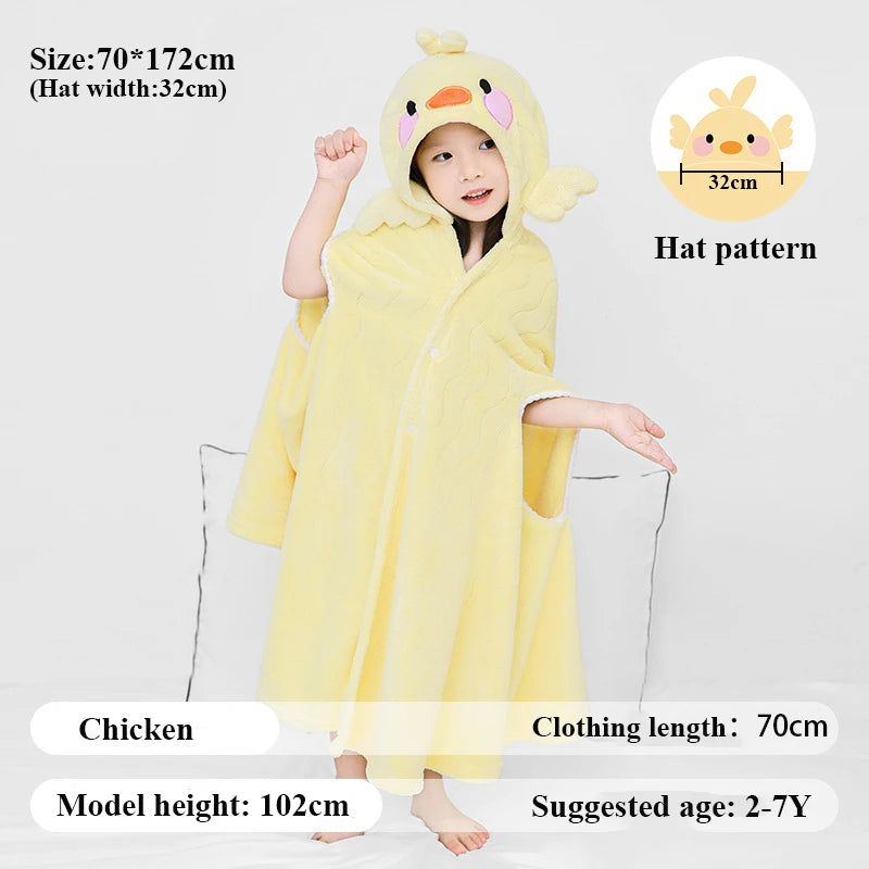 Baby Hooded Bath Towels Cartoon Animal Newborn Blanket Toddler Bathrobe Swaddle Wrap Boys Girls