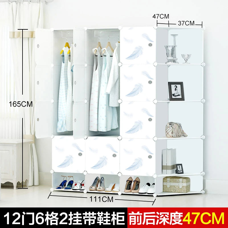 Minimalist Modern Closet Plastic Cube Fabric Storage Baby Open Clothes Wardrobe Nordic Bedroom Guarda Roupa Furniture For Room