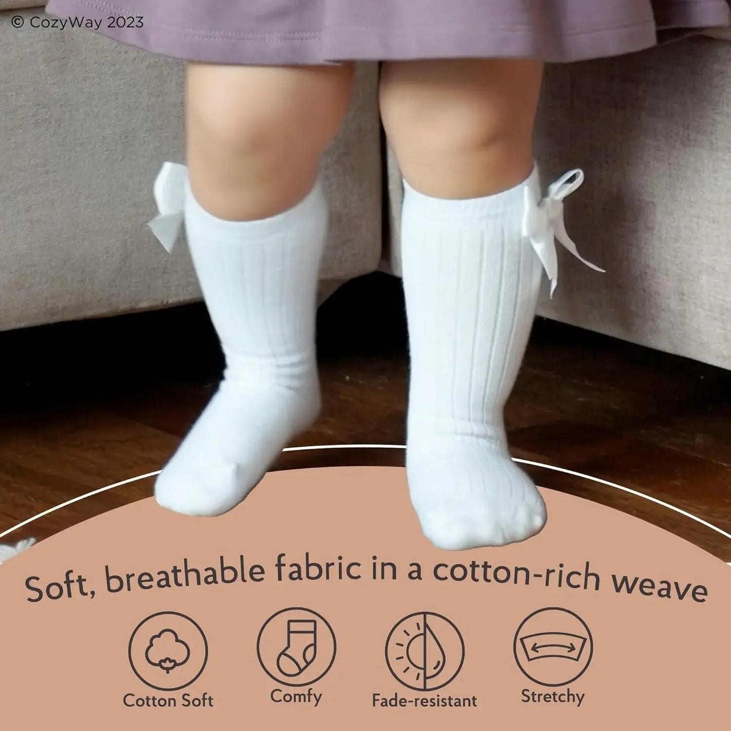 Ruffled Bow Knee-High Socks