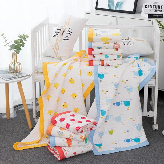 6-Layer Baby Gauze Bath Towel Newborn Baby Super Soft Pure Cotton Towel Cotton Swaddle Blanket for Children's Blanket 110*110cm