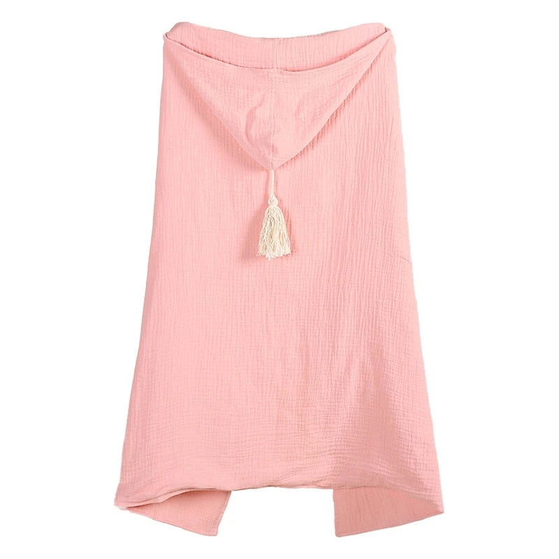 2022 New Baby Hooded Bath Towel Receiving Blanket Muslin 4 Layers Cotton Gauze Swaddle Wrap Towel Cape Bathrobe Cloak Poncho