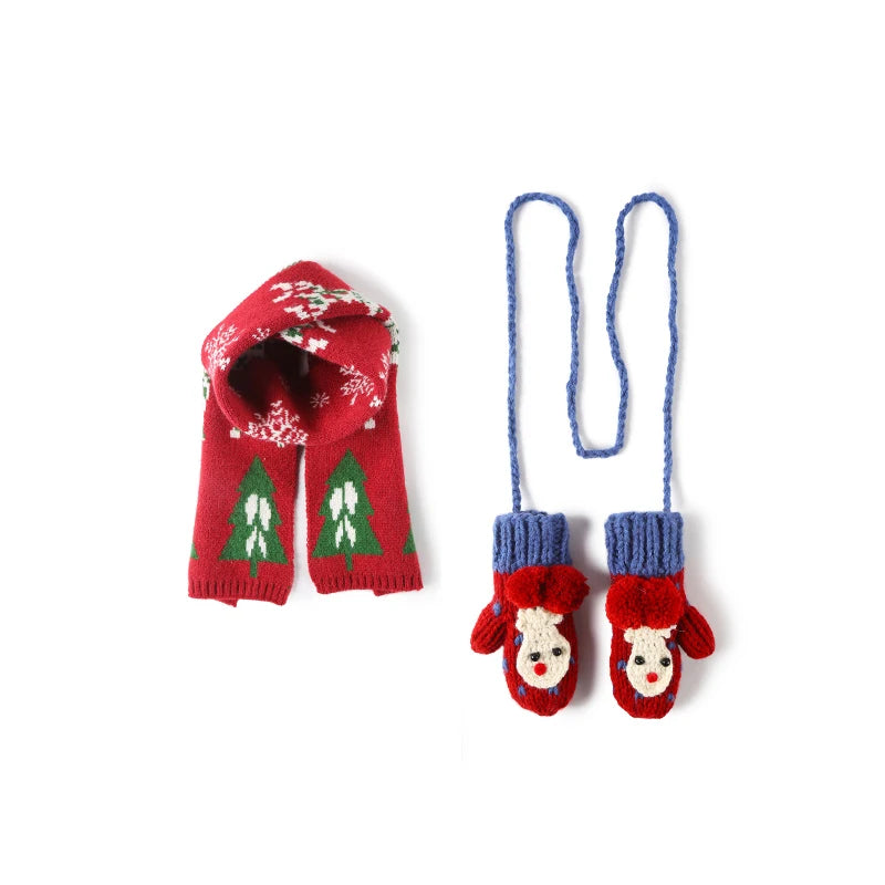 Three-Piece Children's Warm Outfit Christmas Gift Set - Cold-Proof Baby Hat Scarf Gloves Combo for Boys And Girls New Year Gift