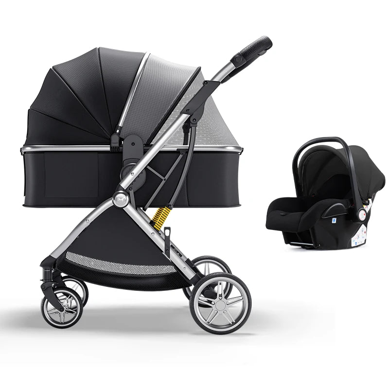 Luxurious Baby Stroller 3 in 1 Can Sit Can Lie Baby Pram Portable Baby Travel System Baby Pushchair for Newborn