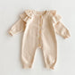 2025 New Autumn Children Clothes Infant Baby Girls Long Sleeved Splicing Knitted Jumpsuit Newborn Baby Knitted Bodysuits+Hat