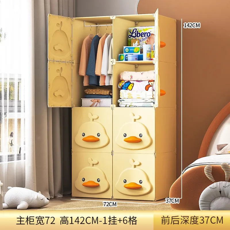 2025 Kids Wardrobe: Stainless Steel Storage Cabinet, Double Door Design Eco-Friendly & Child-Safe Easy Assembly Home Nursery