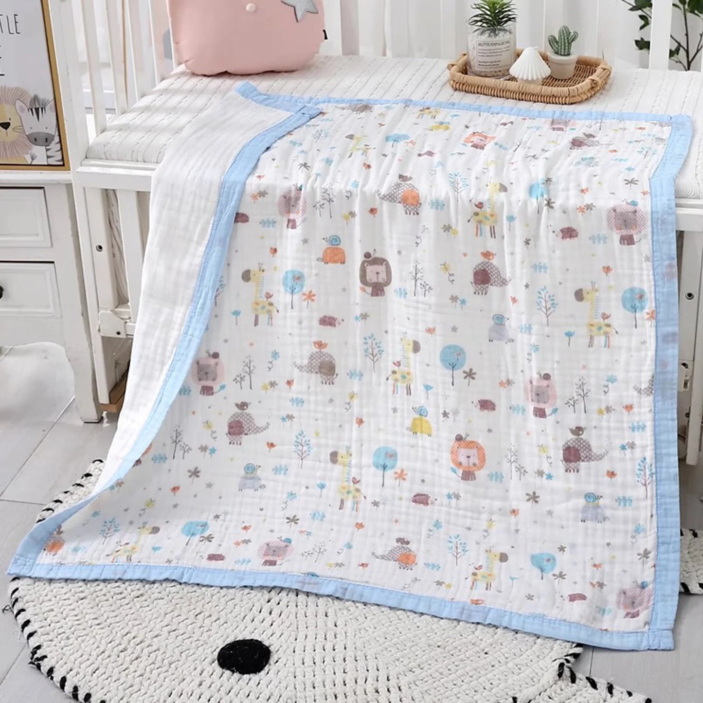 6-Layer Baby Gauze Bath Towel Newborn Baby Super Soft Pure Cotton Towel Cotton Swaddle Blanket for Children's Blanket 110*110cm
