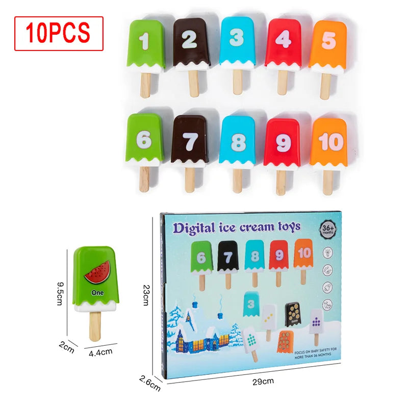 Kid Ice Cream Number Matching Game Montessori Parish Toy Digit Counting Color Cognitive Letter Learn Sensory Educatioal Toy Gift