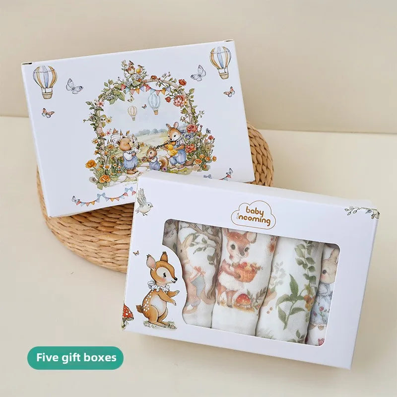 3pc/5pc Baby Towel Set Cotton 6 Layer Guaze Newborn Burp Cloths Baby Drool Face Towel Super Soft Muslin Squares Baby Care