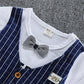 2PCS Baby Set Summer Children's Outgoing Plaid Gentleman Style Fake Two Piece Vest Short Sleeve Shorts Set