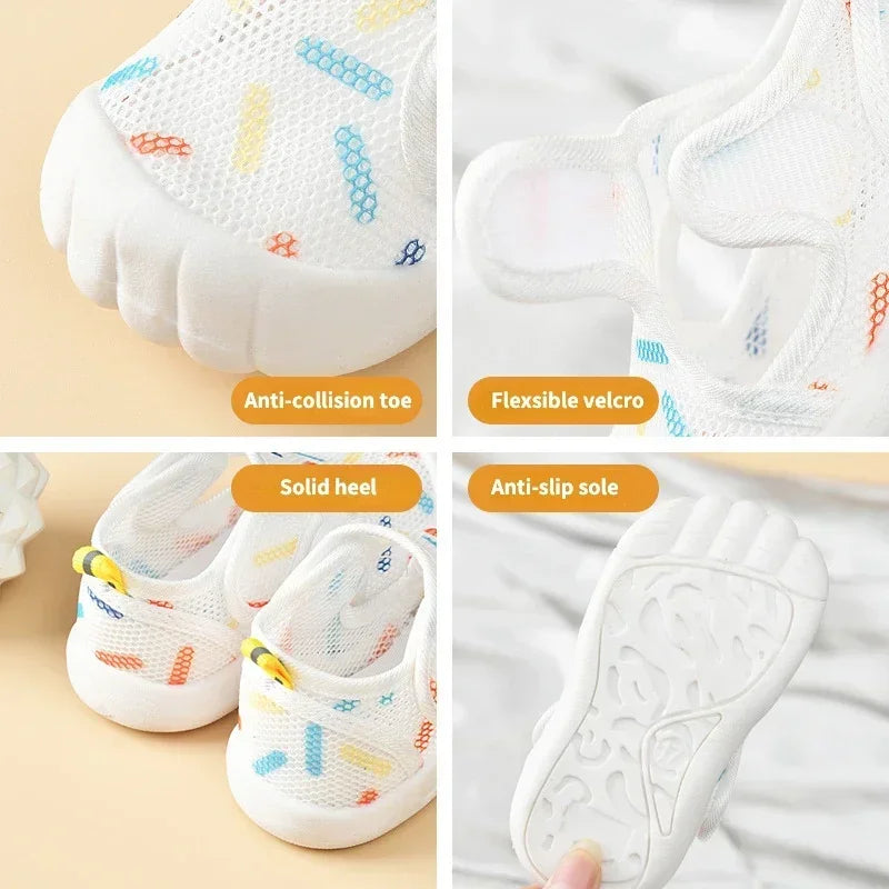 2025 Summer Breathable Air Mesh Kids Sandals 1-4T Baby Unisex Casual Shoes Anti-slip Soft Sole First Walkers Infant Lightweight