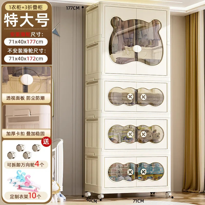 Wardrobe Clothes Baby Storage Cabinet Wardrobe Furniture Guarda Roupa Infantil Foldable Plastic Closet Bedroom Furniture